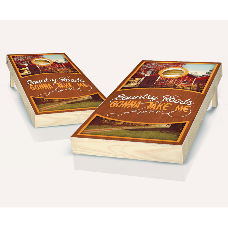 Ensemble de cornhole en bois massif 2 pi x 4 pi Country Roads, Rouge / noir