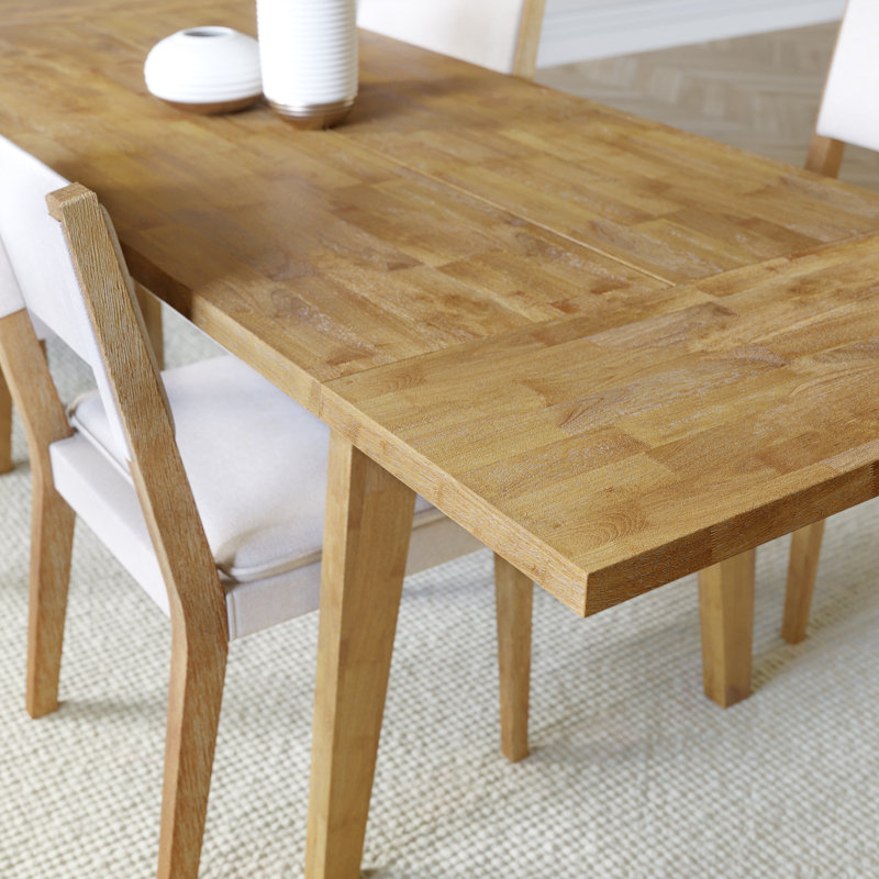 Ensemble de table de salle à manger Allforwood pour 4 à 12 sièges (62 "à 90") avec chaise rembourrée moderne en bois d'hévéa (table avec ensemble de 4 chaises)