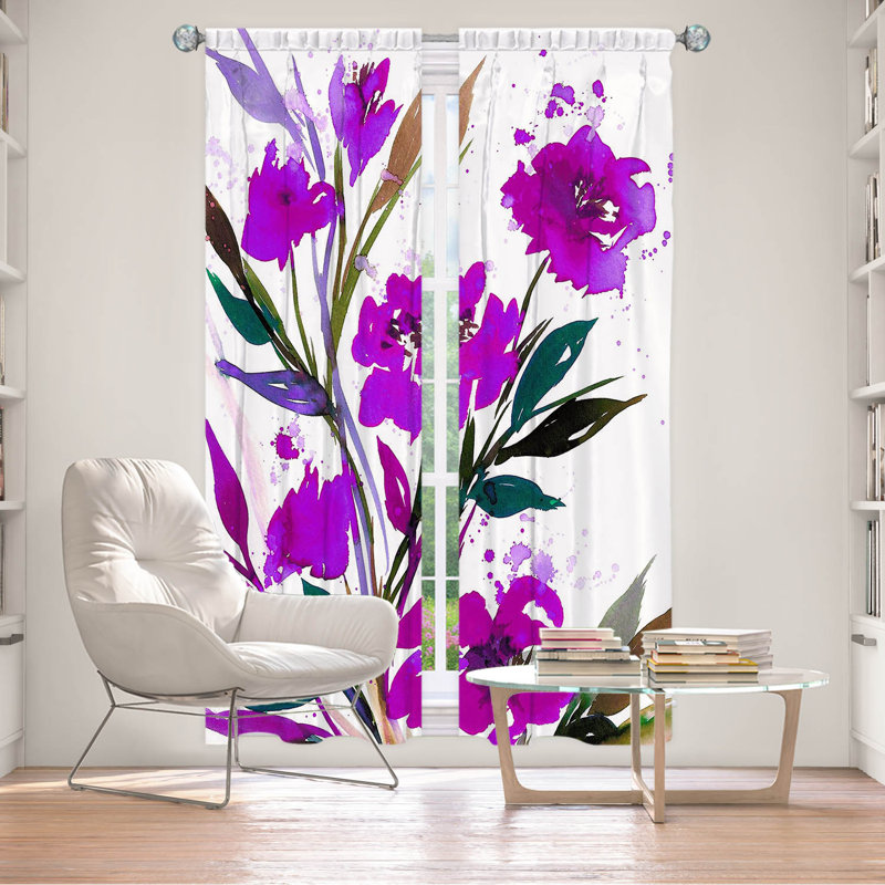 Rideau en polyester, L 20 po x L 52 po, Mauve