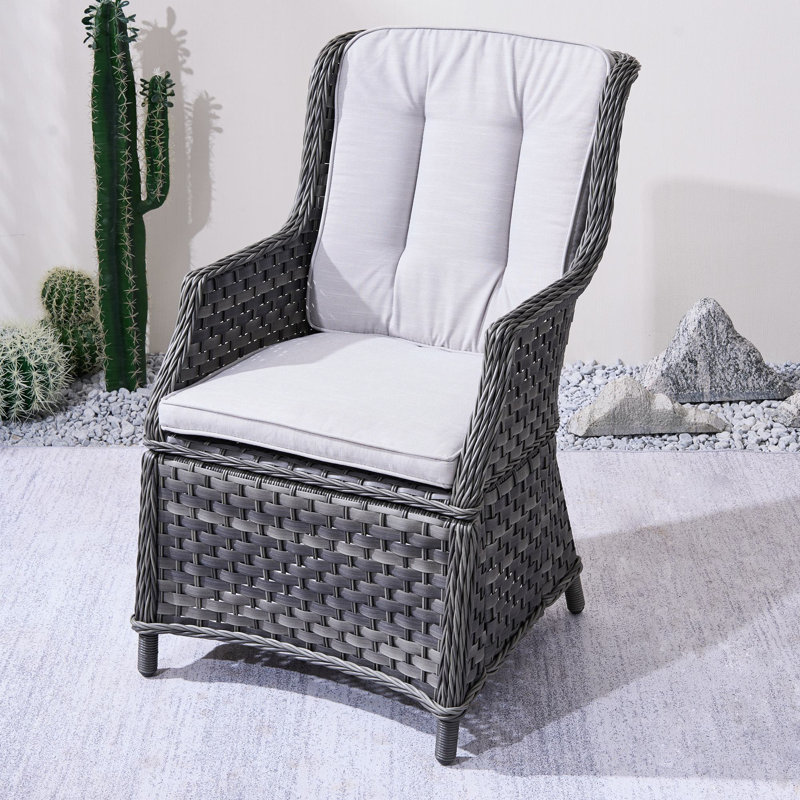 Aeryna Patio Dining Armchair With Cushions, White/Grey