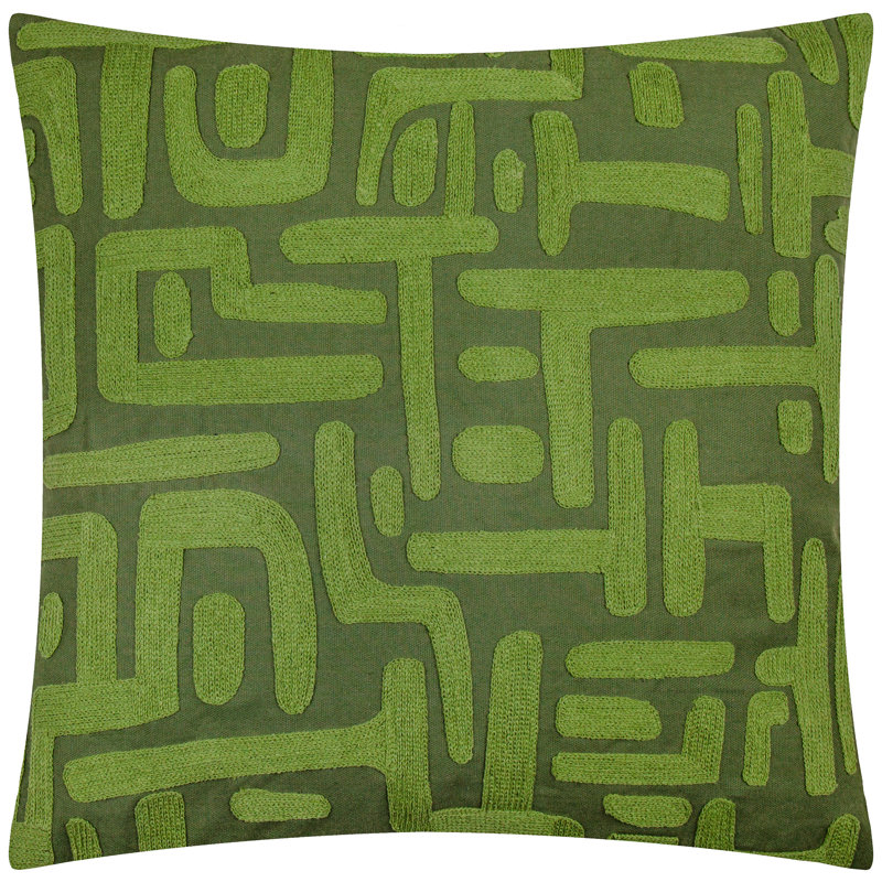 Brooke Abstract Square Throw Pillow Cover, Green
