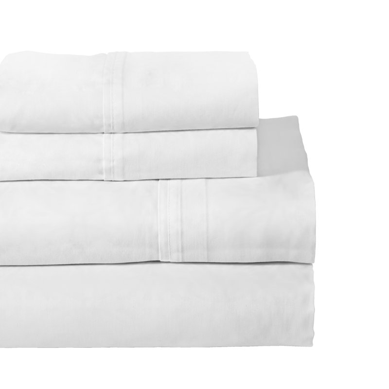 Pointehaven 200TC Percale 100% Cotton Deep Pocket Sheet Set, King Sheet Set, White
