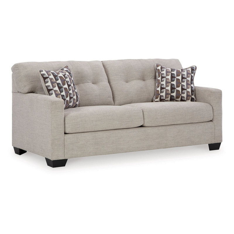 Canapé Joey 75 po avec 2 coussins décoratifs, dossier capitonné, polyester brun, Mélange de polyester gris