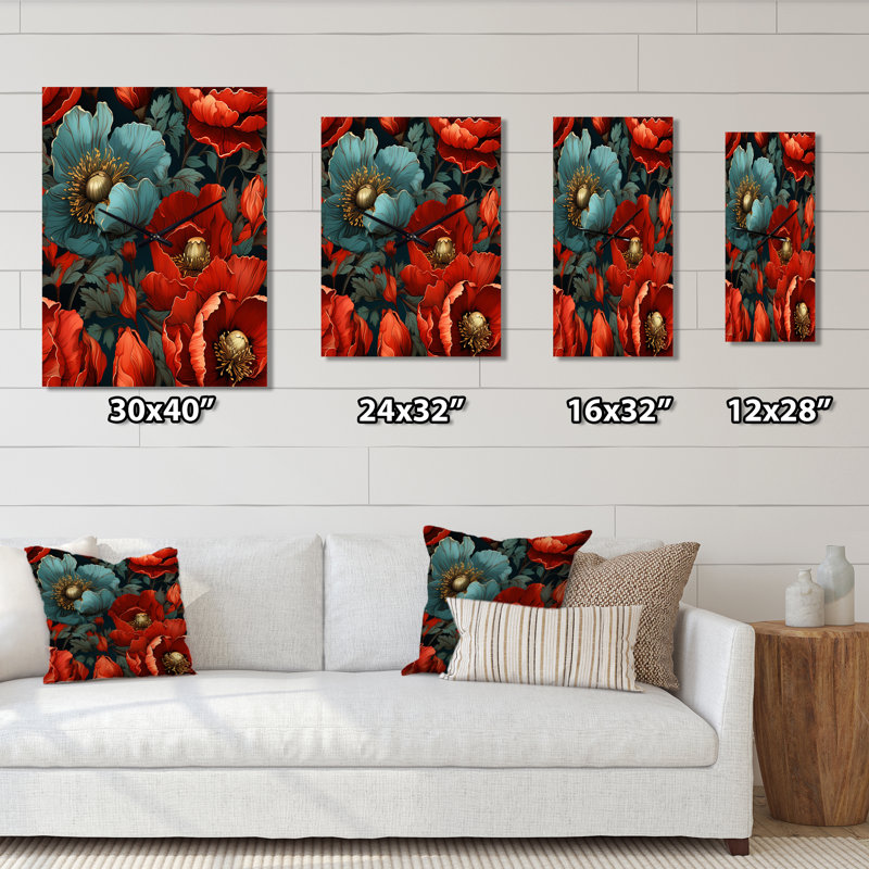 Janick - Floral Modern Wall Clock, Extra Small