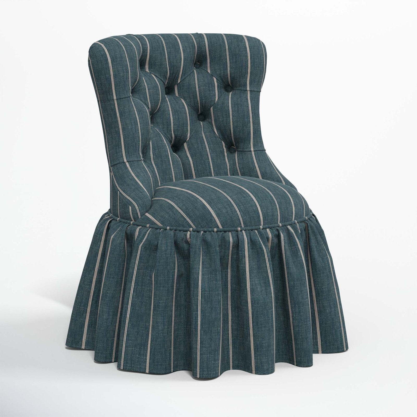 Minnie Cotton Swivel Side Chair, Fritz Indigo Stripe
