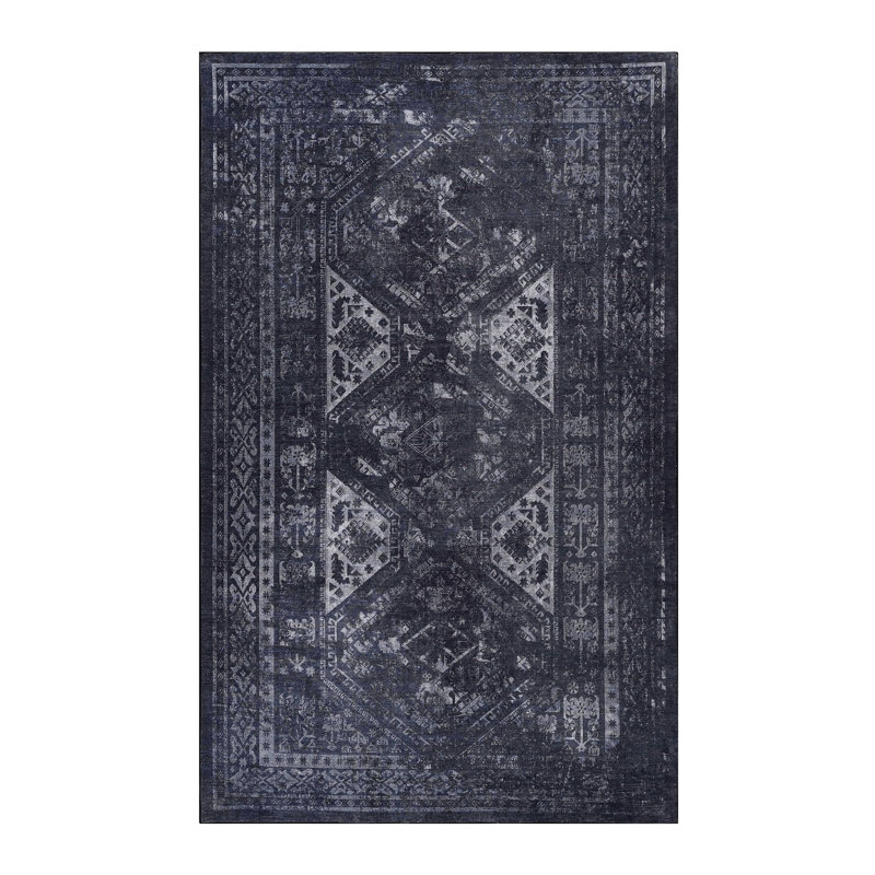Area Rug,  5X8, Washable Rug, Low-Pile, Non-Slip, Non-Shedding, Foldable, Kid & Pet Friendly - S For Living Room, Bedroom, Kitchen