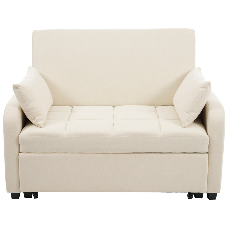 2 Seater Linen Sofa Bed, White