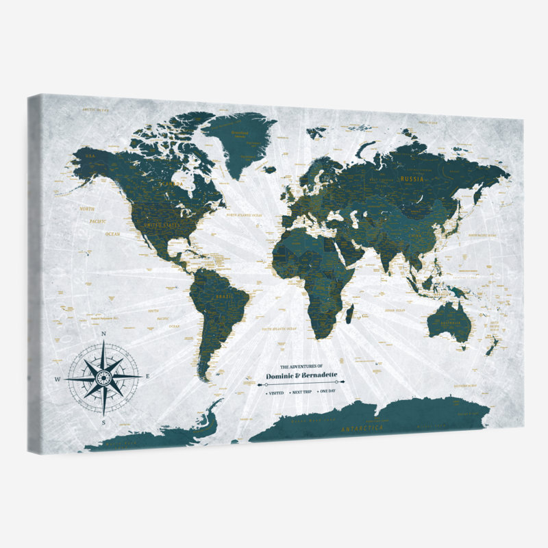 Carte du monde personnalisée, H 34 po x l 51 po, Oui