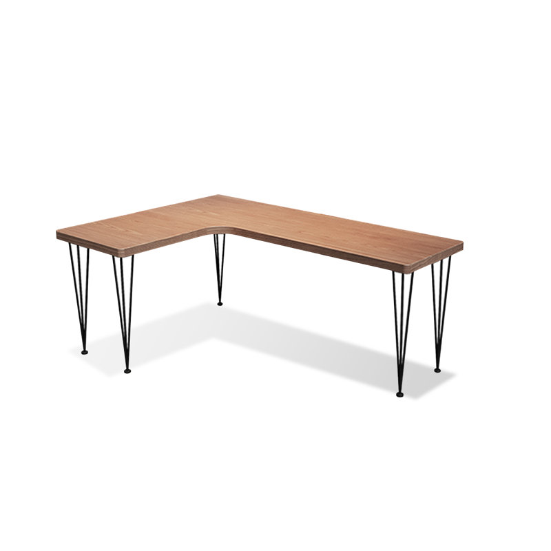 Bureau rectangulaire brun et noir en bois massif et fer, H 29,53 po x l 70,87 po x P 47,24 po, Retour à gauche