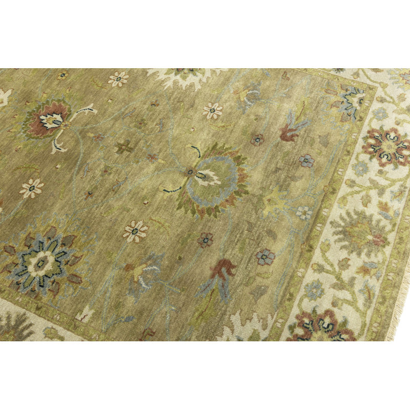 Tapis oriental brun clair à motif floral Osh Chobi Peshawar, Rectangle 5 pi x 7 pi 10 po
