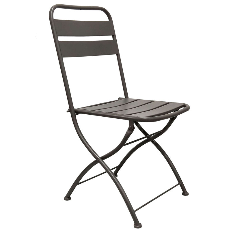MoretinMarsh Steel Patio Folding Chair Folding Chair Set, Taupe