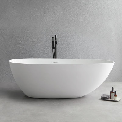 67" x 34" Freestanding Soaking Solid Surface Bathtub