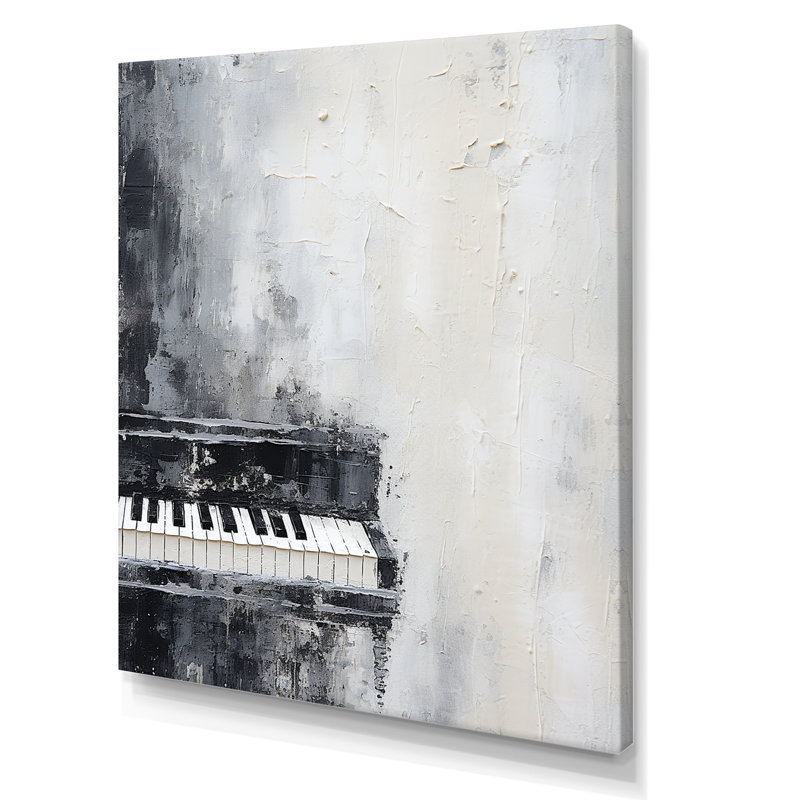 Minimalisme, piano, minuit, noir et blanc II, Toile tendue, H 40 po x l 30 po x P 1,5 po
