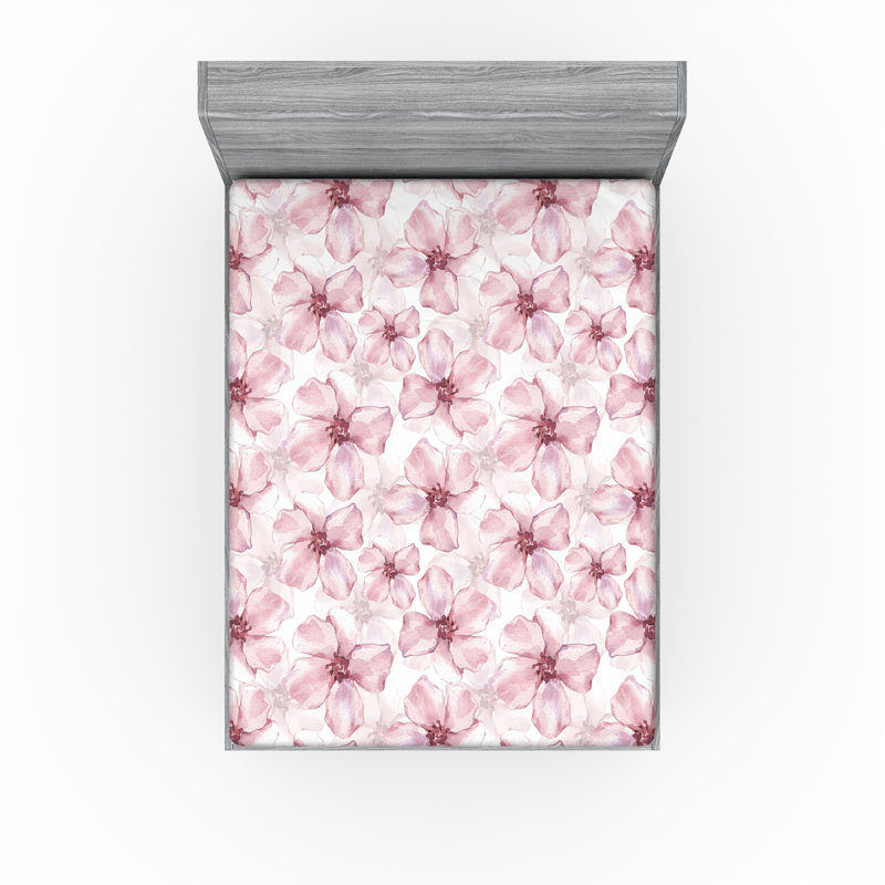 Drap-housse Ambesonne, Rose pâle, rose séchée / floral, Drap-housse de taille très grand