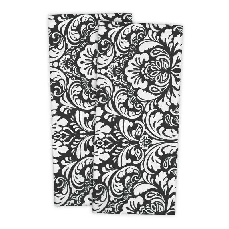 Angelia Cotton Waffle Dish Cloth Kitchen Towel, Black
