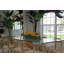 36" Casa Moderna Glass Plate Planter With Yellow Cymbidium Orchids And Monstera Leaves