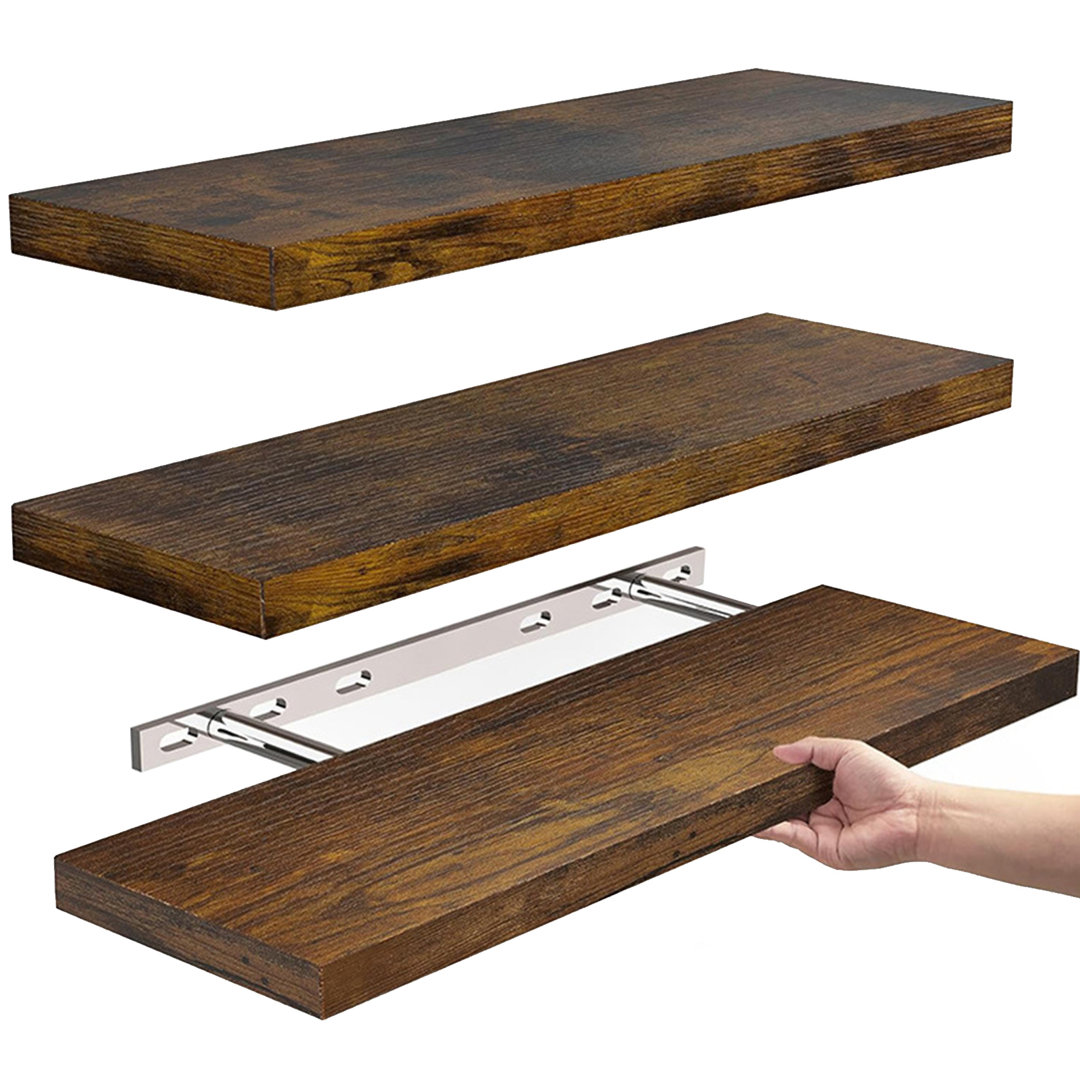 3 Pack Wall Mounted Rustic Wood Shelves  Floating Shelves