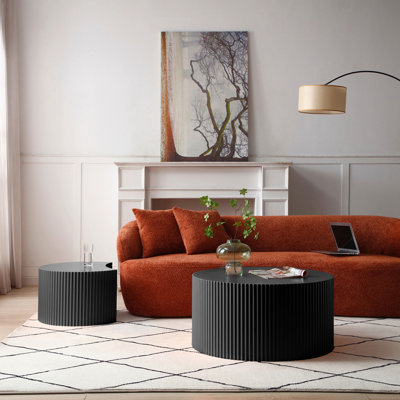 Nesting table set of 2 Round and Half Moon Shapes,No Need Assembly
