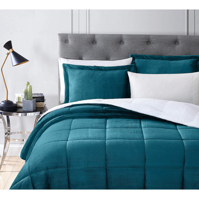 3-Piece Micromink And Sherpa Reversible Comforter Set
