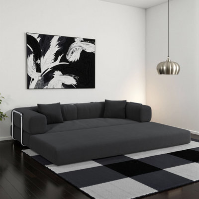 Canapé modulaire de 78,8 pouces, canapé convertible Pudding Block, canapé-lit sur pied avec accoudoirs et canapé-lit confortable, canapé à compression pour le salon et la chambre à coucher - Gris