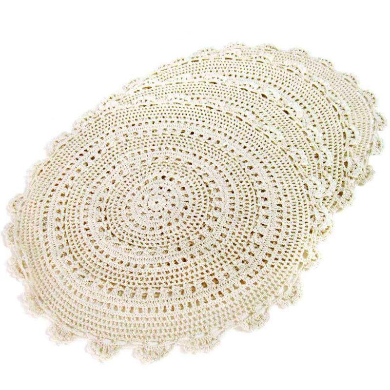 Ensemble de 4 napperons faits à la main au crochet en coton et napperons en coton, ensemble de 4, beige, 17 po