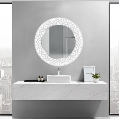 Iseabal Glass Frame Round Wall Mirror