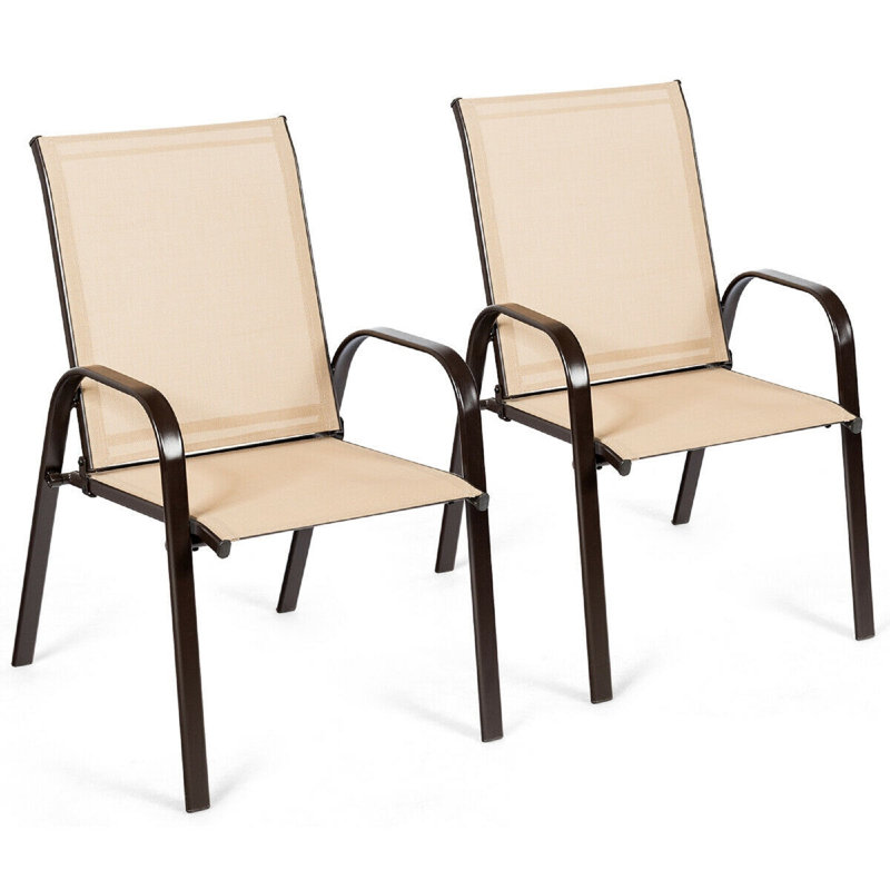 2 chaises de patio pour l'extérieur avec accoudoirs - gris, Beige