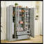 [Vidéo d'assemblage disponible] Grand garde-manger moderne avec 6 portes, armoire de rangement de 53,2 po x l 17,7 po avec tiroirs, tablettes réglables, plateaux coulissants et support à vin pour la salle à manger, vert-1331210564
