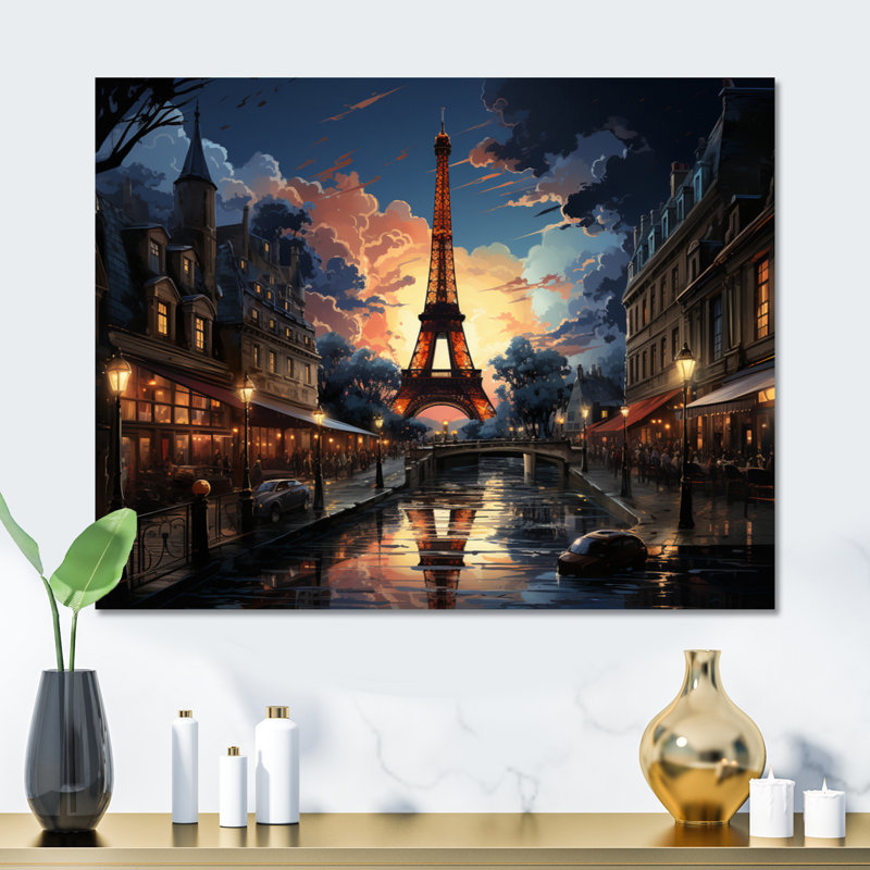 Futuriste Paris Eiffel Tower Harmony - France, art mural en métal, salon, H 24 po x l 32 po x P 1 po