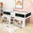 Multi-Functional Twin Wooden Low Loft Bed With Decorative Chalkboards And Shelves-988125056