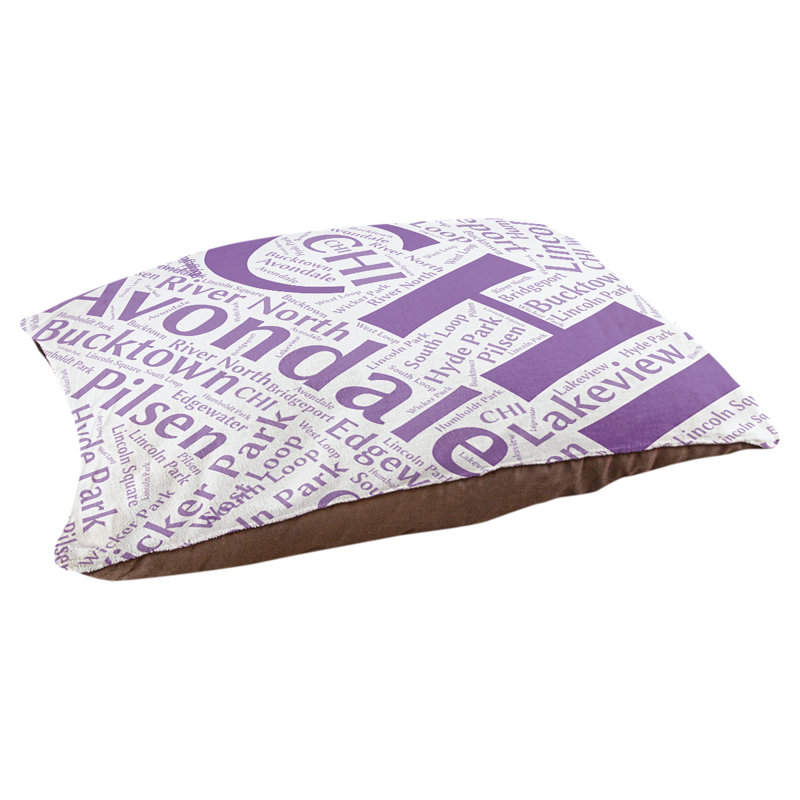 Coussin de chien « districts », Moyen (H 9,5 po x l 28 po x P 18 po), Chicago, Mauve