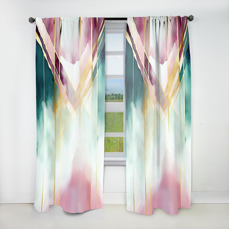 Barryknoll - Géode abstraite rose et vert I - Rideau en velours moderne - obscurcissant - 1 panneau, L 52 po x L 95 po
