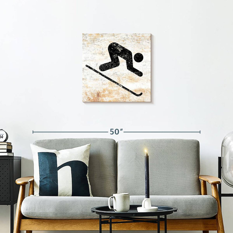 Enseigne de skieur ancien et usé Sireci, H 20 po x l 20 po