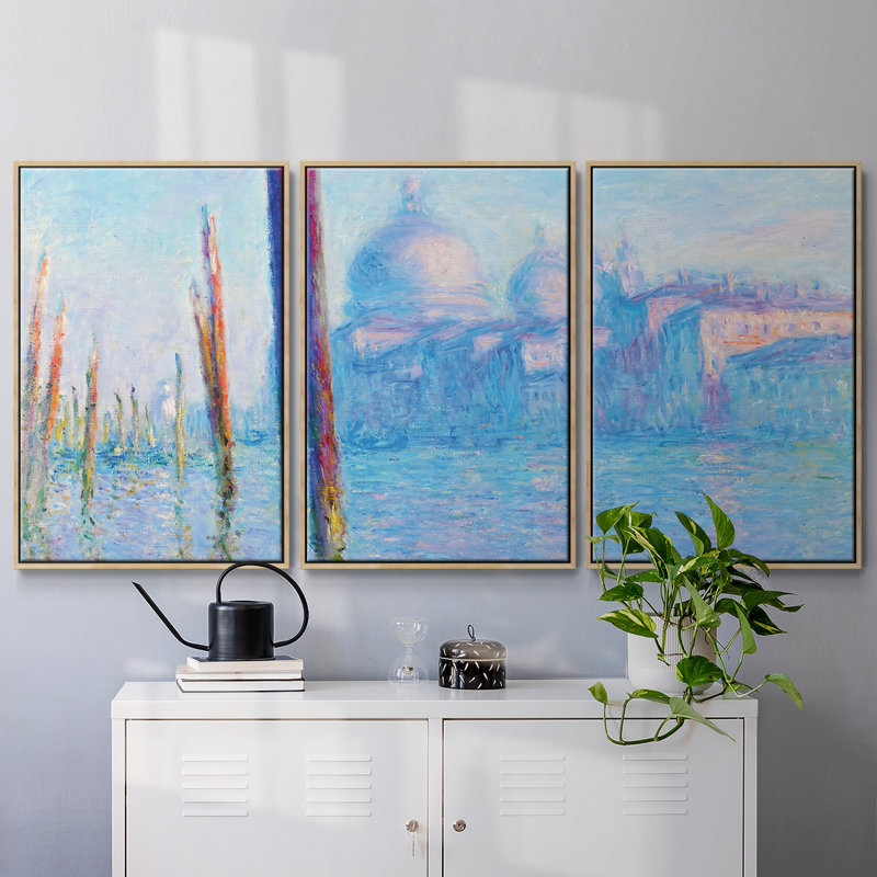 «The Grand Canal In Venice», 1908 04, reproduction sur toile 3 pièces, Naturel, H 40 po x l 78 po x P 2 po