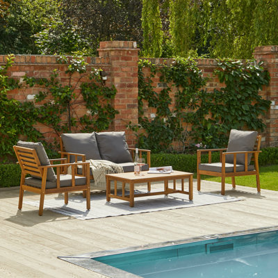 Daphne 4 - Person Seating Group with Cushions and Lean Over Parasol