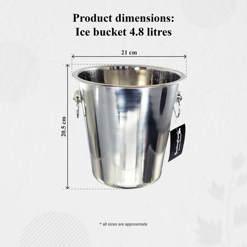 Buckingham Wine Bucket Stainless Steel Mirror Finish 21.5 cm , 4.8 Litre