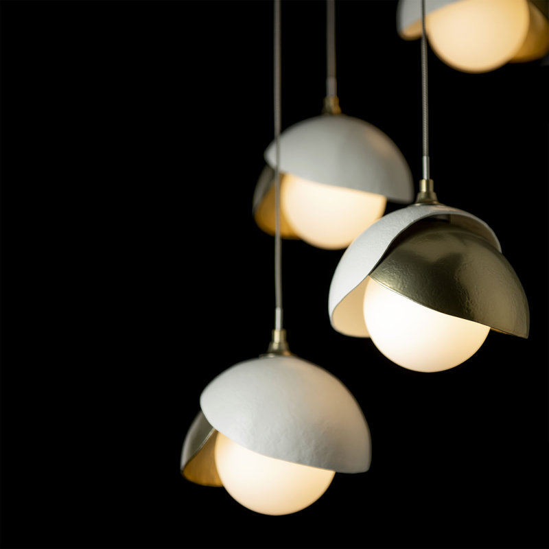 Brooklyn 5 - Light Cluster Geometric Pendant, Black, White, Standard: 15" to 80"