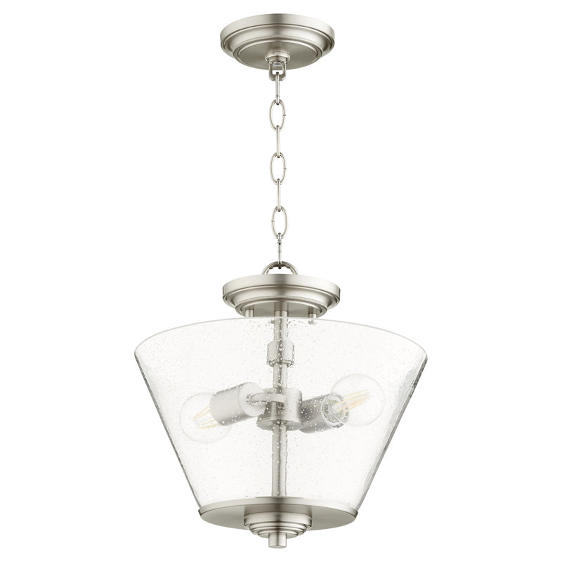 Commer Glass Semi Flush Mount, Satin Nickel