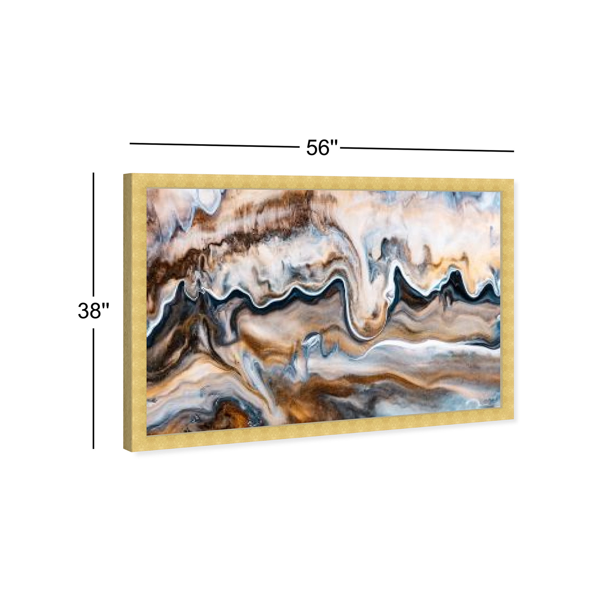 Copper And Blues by Oliver Gal, 38" H x 56" W x 0.5" D, Gold