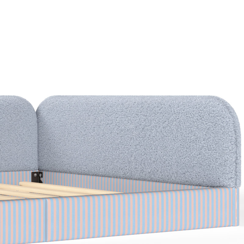 Grand lit de plancher pour enfant avec rembourrage en peluche SnugHaven, Bleu