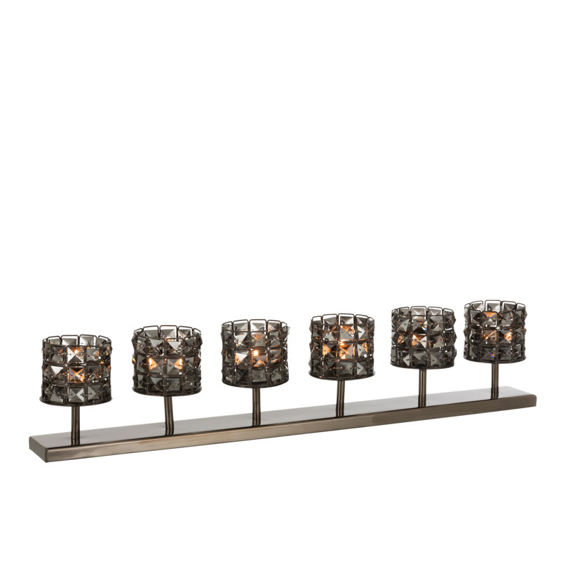 Crystal Tabletop Tealight Holder, Smokey Grey
