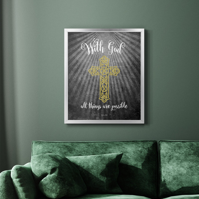 With God Premium Framed Canvas - Ready to Hang, Silver, 20" H x 16" W