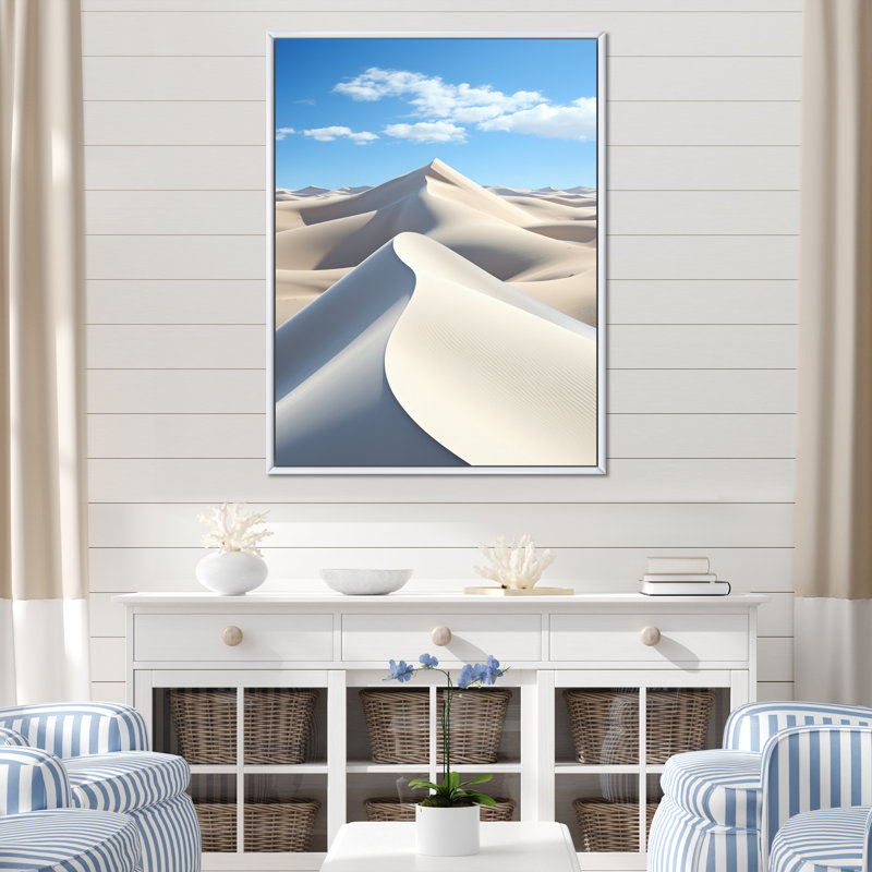 " Coastal Wind Dunes I ", 40" H x 30" W x 1.5" D, White Floater Framed