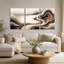 Ensemble de 3 toiles murales abstraites modernes à plusieurs niveaux avec silhouettes-1104900753