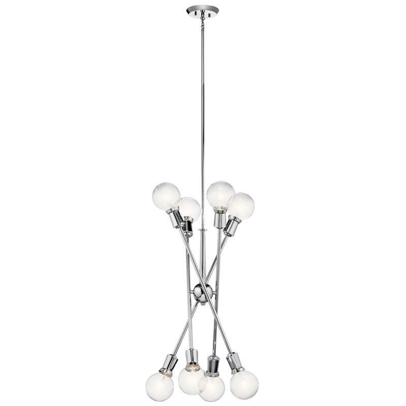 Lustre ajustable en chrome 8 lumières Armstrong, Chrome