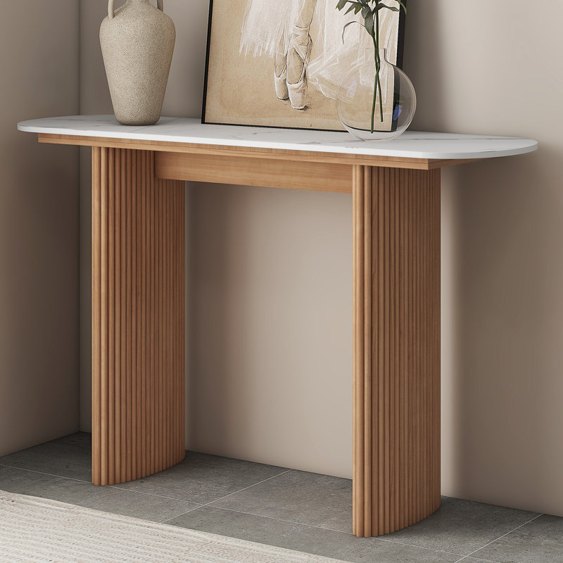 Jaysaun 47.24" Console Table, White, Natural