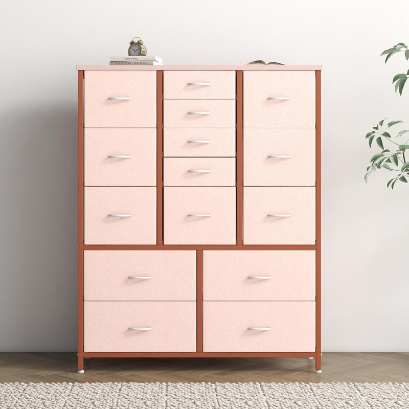 Metal 99cm W 15 - Drawer Chest of Drawers