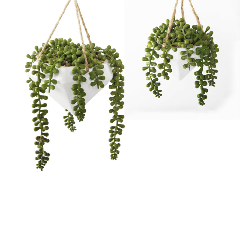 Ensemble de 2 pots à fleurs suspendus en céramique Hampson