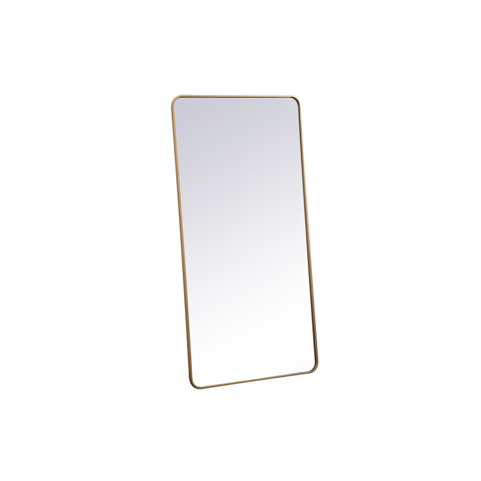 Sabine Metal Rounded Rectangle Wall Mirror, Brass, 60" x 30"