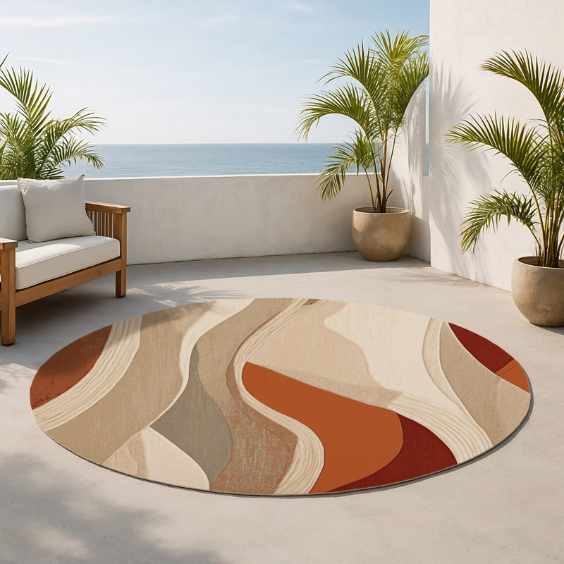 Tapis intérieur et extérieur Blush Haze, Rond 5 pi